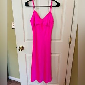 Beautiful, hot pink satin dress